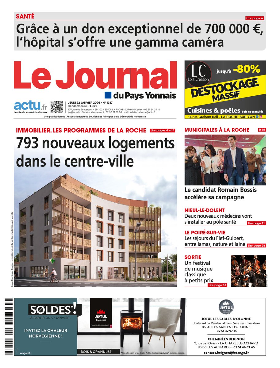 C'est jeudi ! A la Une du Journal du Pays Yonnais...📰📷 En vente dans les kiosques et en ligne : urls.fr/X61BMC