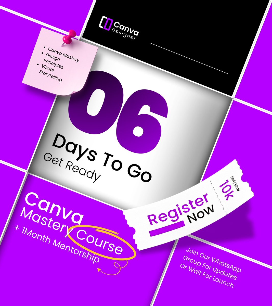 IbrahimKing01's tweet photo. 6 ๐๐๐๐ To Launch Day
Most people know @canva.
Very few know how to design with it properly.
Soon, youโll understand the difference.
If youโve ever wanted your designs to look clean, confident, this is for you.
Get readyโผ๏ธ
#designcourse https://t.co/51Zj6jKQ5O