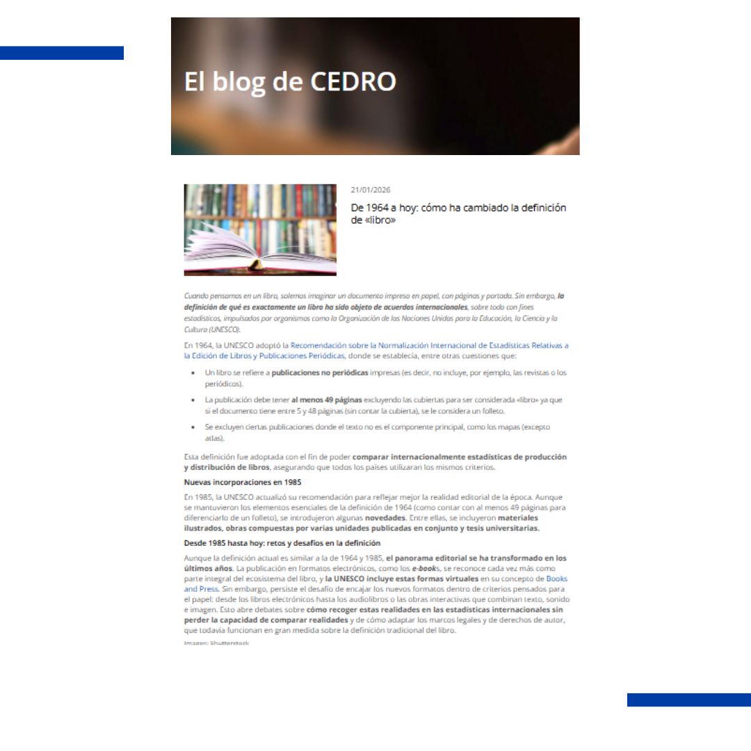 ¿Cómo ha cambiado la definición de «libro» de 1964 a hoy?🤔​

Te lo contamos en #ElBlogDeCEDRO: ow.ly/L8aq50Y113m