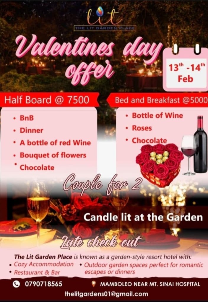 MosSereria's tweet photo. Welcome to The Lit Garden Place Mambo leo Kisumu and enjoy your Valentine. And please use my Promo code #LitMosSereria. #TheLitGardenPlace https://t.co/fsR86sRIZS