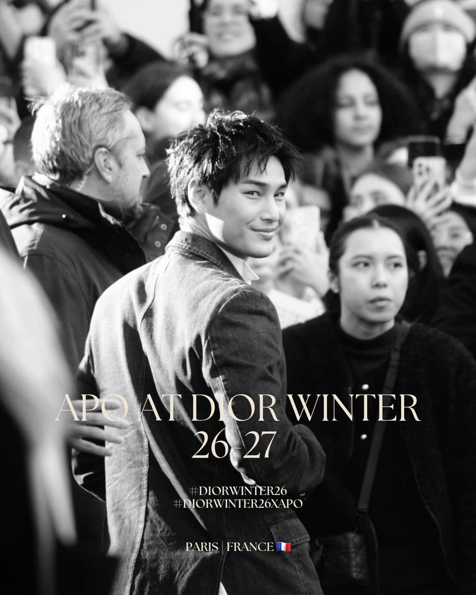 Foon555XApo555's tweet image. Apo Nattawin At Dior Homme show in Paris Fashion Week Menswear Fall/Winter 2026–2027 by Jonathan Anderson 

#DiorWinter26 #DiorXApo 
#ParisFashionWeek #PFW 

@Nnattawin1 @Dior 
#DiorWinter26XApo #ApoNattawin