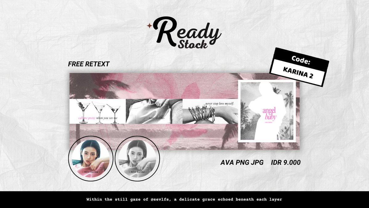 sevlfs's tweet image. bantu repost/rt yaa, thank youu&amp;lt;3     

edisi bring back my old catalog, hari ini aku membawa layout ready stock KARINA AESPA dan JENNIE yang siap dibawa pulang melalui dm/tele aku sekarangg! price on pict dan payment by QRIS yaa🤍

#zonauang #zonajajan