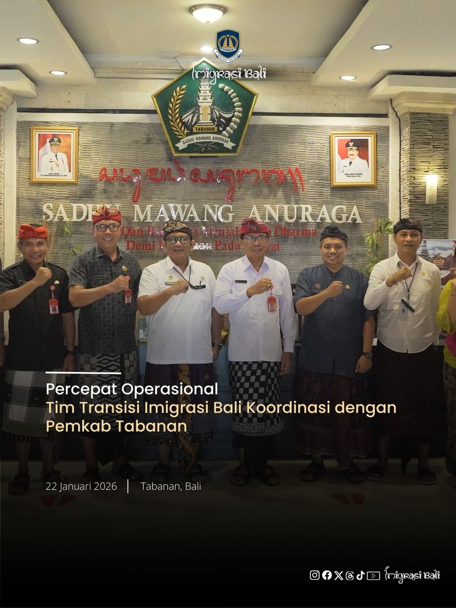 Percepat Operasional, Tim Transisi Imigrasi Bali Koordinasi dengan Pemkab Tabanan
instagram.com/p/DTzkiDoEwTW/…