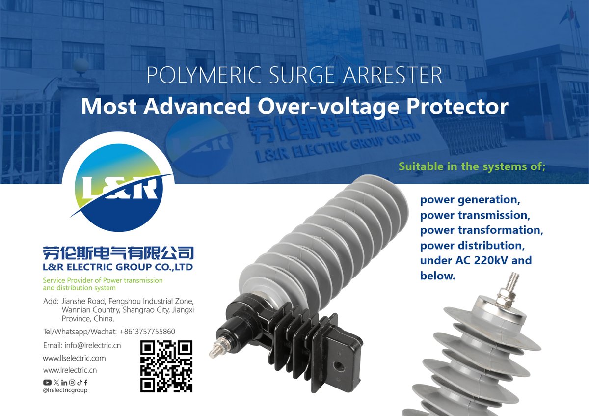 lrelectricgroup's tweet photo. Check https://t.co/sJX7RXlhoc Polymeric Surge Arresters by L&R Electric Group.
#SurgeArrester
#LRElectricGroup
#ProviderPowerSystem
#PowerAfrica
#China #Africa https://t.co/dPTWbgbSir