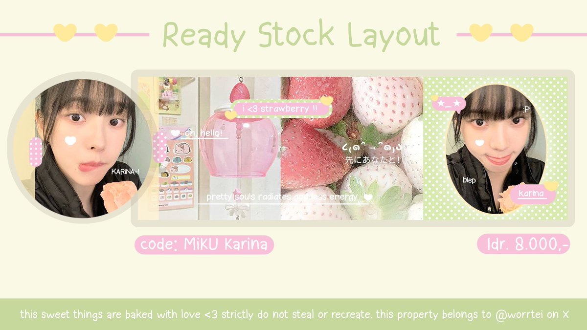 worrteI's tweet image. help repost please? danke__♡!

haaaai gucy ! aku membawa layout ready stock karina dan rei yg bisa km take skrg via dm ! 💬🍼 more info bisa checkie checkie di ALT iyaa ! &amp;gt;__&amp;lt; ★ 

#zonauang