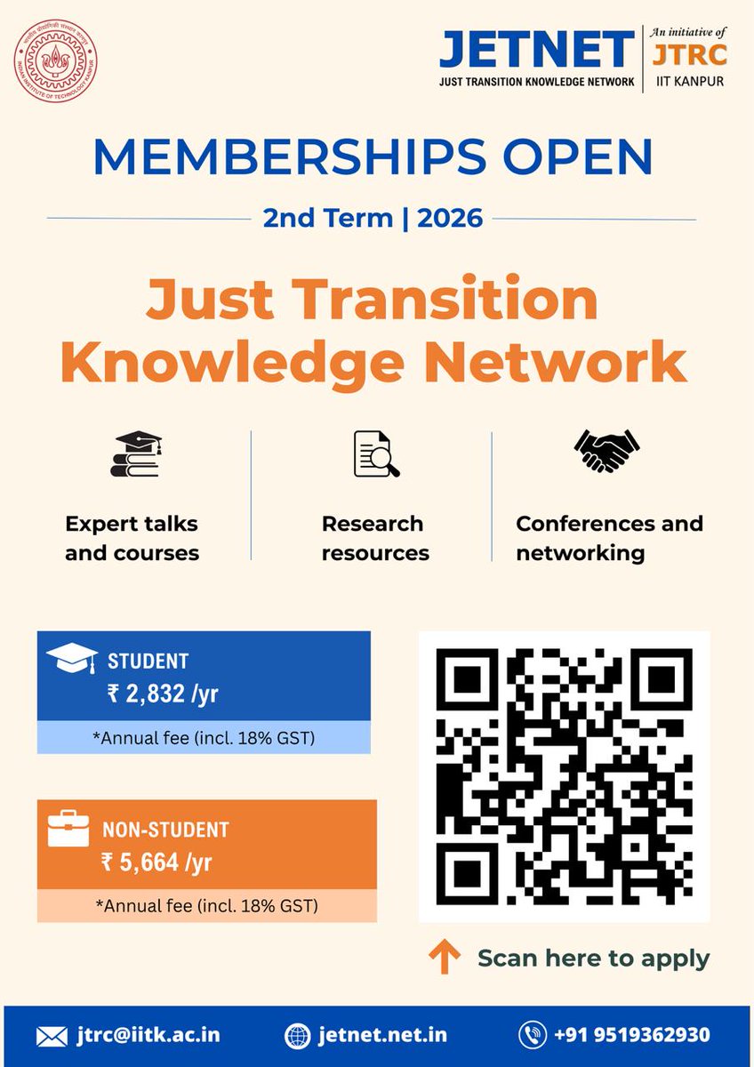 #JETNET memberships 2026 are now open!

Steps to register

🔗 JETNET website jetnet.net.in/members-benefi…
👉 Payment guidelines jetnet.net.in/assets/file/JE…
👉 Pay via SBI Collect onlinesbi.sbi.bank.in/sbicollect/ico…
👉 Note SBI collect reference number
👉 Fill membership form docs.google.com/forms/d/e/1FAI…