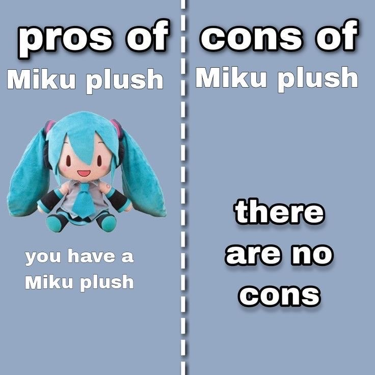 S0UND_0F_FUTURE's tweet image. Pros &amp;amp; Cons of owning a Miku plush