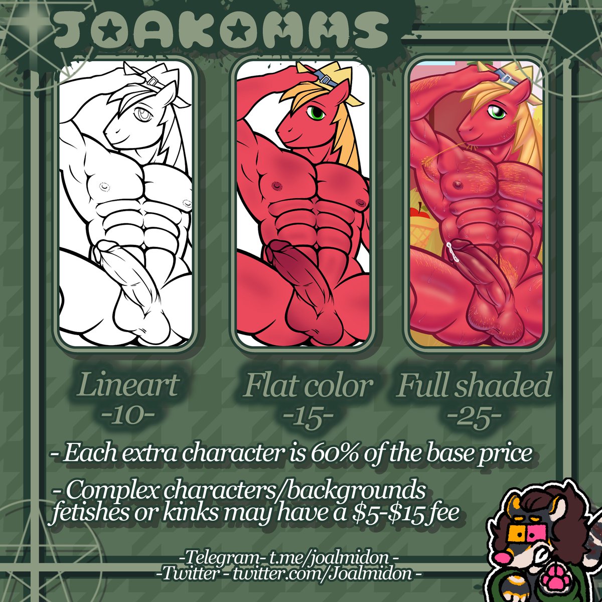Joalmidon's tweet photo. COMMISSIONS OPEN!!
via PPal invoice or MP(arg)
i finally made a sheet lmao this one's just a placeholder until i make a fancier one haha, i wanna make like that queue thingy and stuff, if you have any questions about my commissions and stuff my dms are always open! no compromise! https://t.co/ieJL5XLZ3K