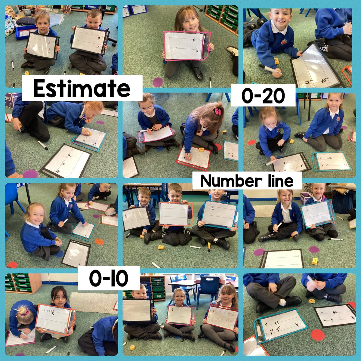 In maths we are learning about estimation. We had to estimate and plot numbers to 10 and 20 on the number line.