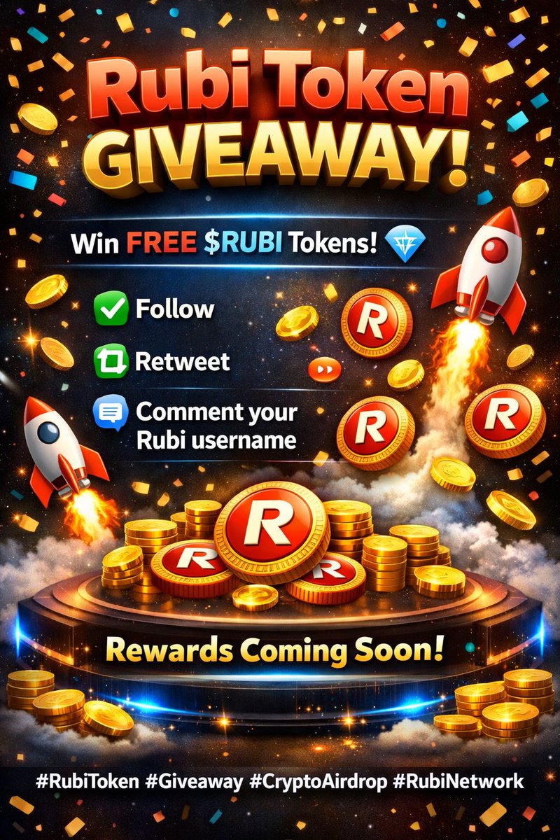 RubiMigration's tweet photo. 🎉 Rubi Token Giveaway! 🎉

We’re giving away RUBI tokens to lucky participants 🚀
✅ Follow
🔁 Retweet
💬 Comment your Rubi username
Don’t miss out — rewards coming soon!

#RubiToken #Giveaway #CryptoAirdrop #RubiNetwork https://t.co/BMjG09cx54