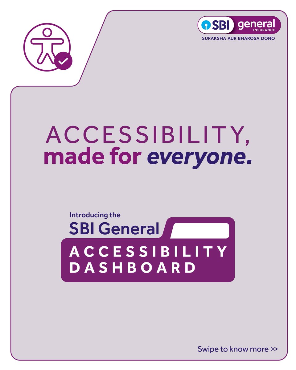 sbigeneral's tweet image. Accessibility isn’t a feature. It’s a necessity.

Introducing the SBI General Accessibility Dashboard, designed to help everyone read, see, and navigate our website with ease.

No downloads. No setup. Just instant access.

#DigitalAccessibility #InsuranceForAll #EaseForEveryone