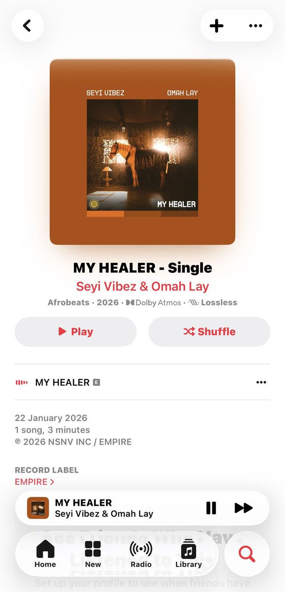 Food is ready! 
music.empi.re/myhealer

Seyi vibez X Omah Lay! “MY HEALER”