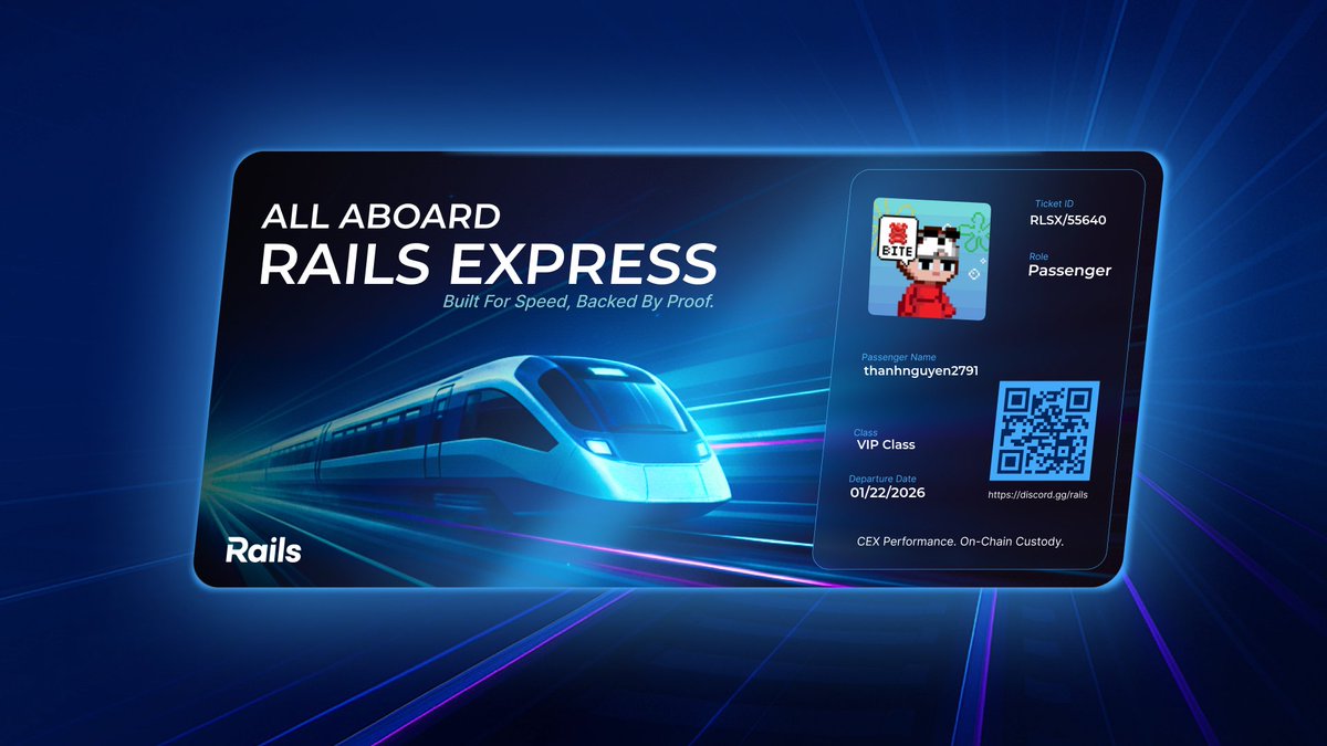 Just claimed my Rails Pass on <a href="/rails_xyz/">Rails</a>.

The perp DEX meta is heating up, but Rails already runs faster, safer, and more transparently than anyone else.

This one's built different.

Don't miss out → discord.gg/rails
