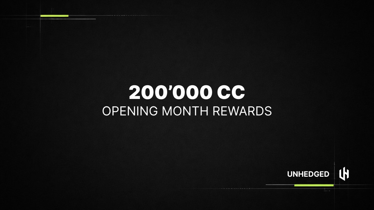 UnhedgedHQ's tweet image. We're not just launching a product.

We're launching with 200,000 CC in rewards.

Opening month. Leaderboard competition.

Details coming this week.