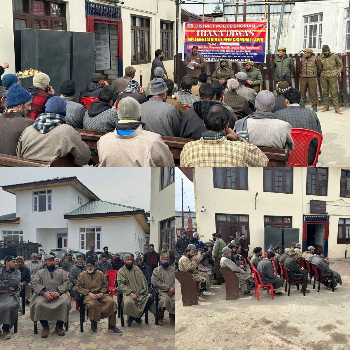 ShopianPolice's tweet image. J&amp;amp;K Police in Shopian held Thana Diwas at PS Imamsahib, providing a direct platform for public grievances. Reiterated commitment to transparent, people-friendly policing and collective efforts for peace &amp;amp; drug-free society.
#CommunityPolicing
@JmuKmrPolice
@KashmirPolice
@DigSkr