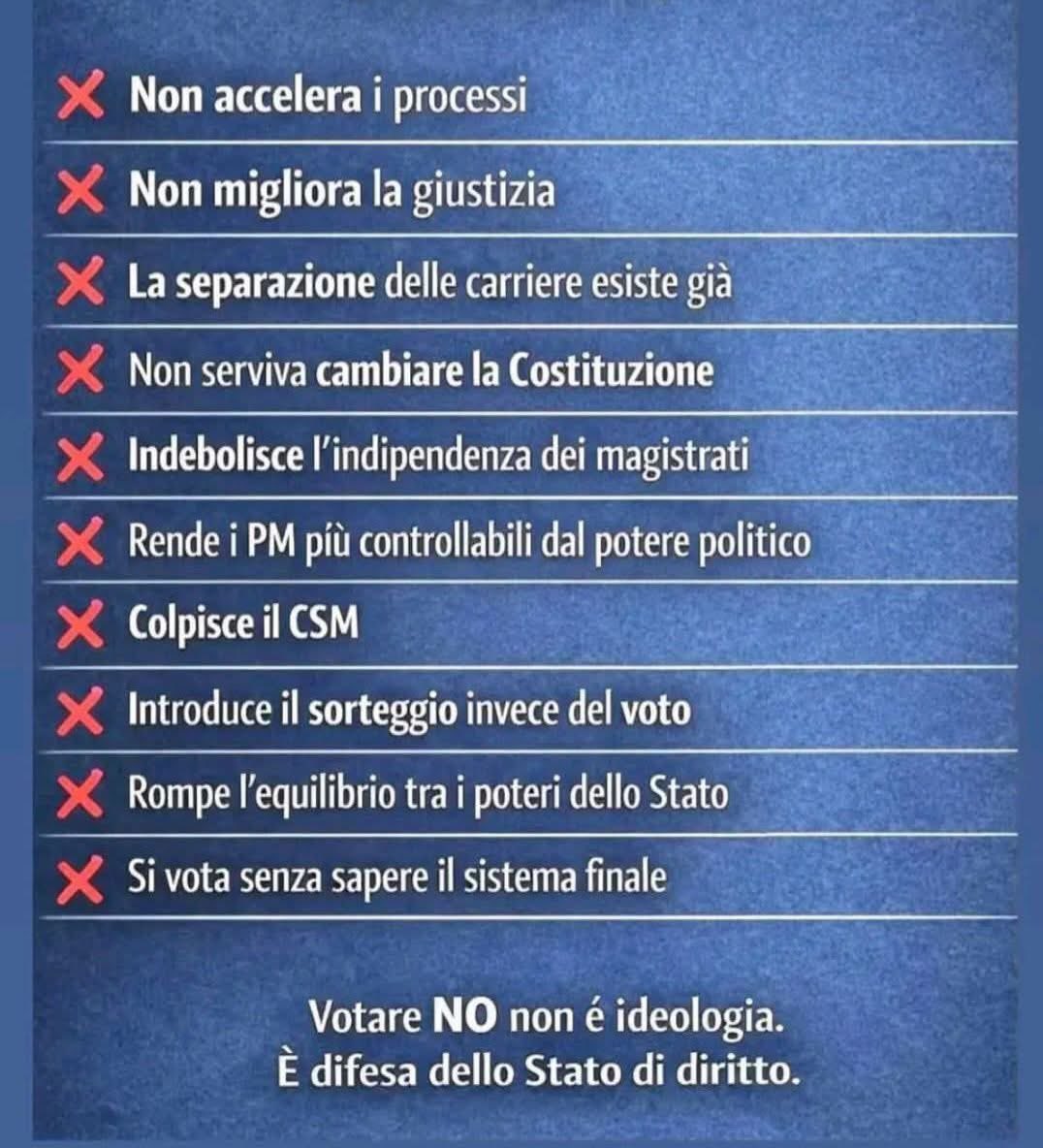 Dieci ragioni per votare NO al referendum. Perché votare NO è difesa dello Stato di Diritto. È salvare la Costituzione. #ReferendumGiustizia #VotiamoNo  #IoVotoNo