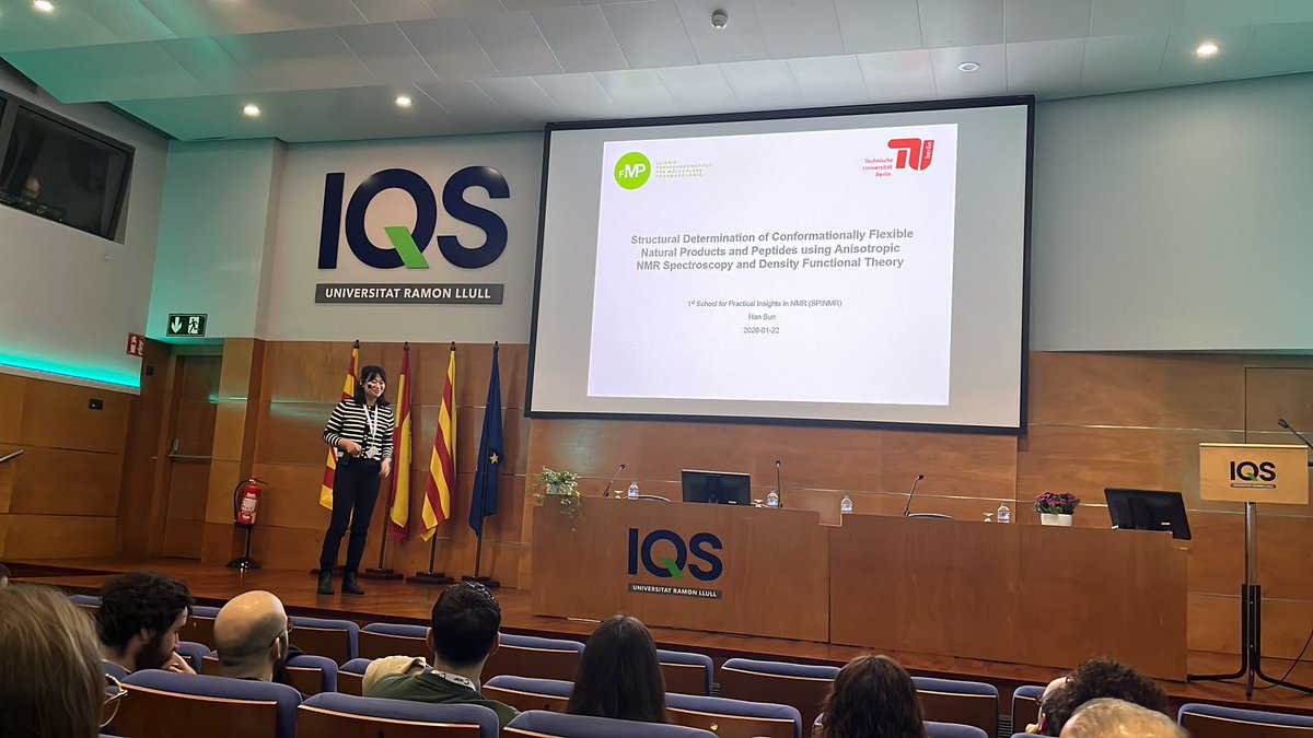 spinmriqs's tweet photo. The second session of the day at #SPINMR is ‘Structural Determination of Conformationally Flexible Natural Products and Peptides using Anisotropic NMR Spectroscopy and Density Functional Theory’ by Han Sun. 

@HanSun_lab https://t.co/GCSQYyW74f