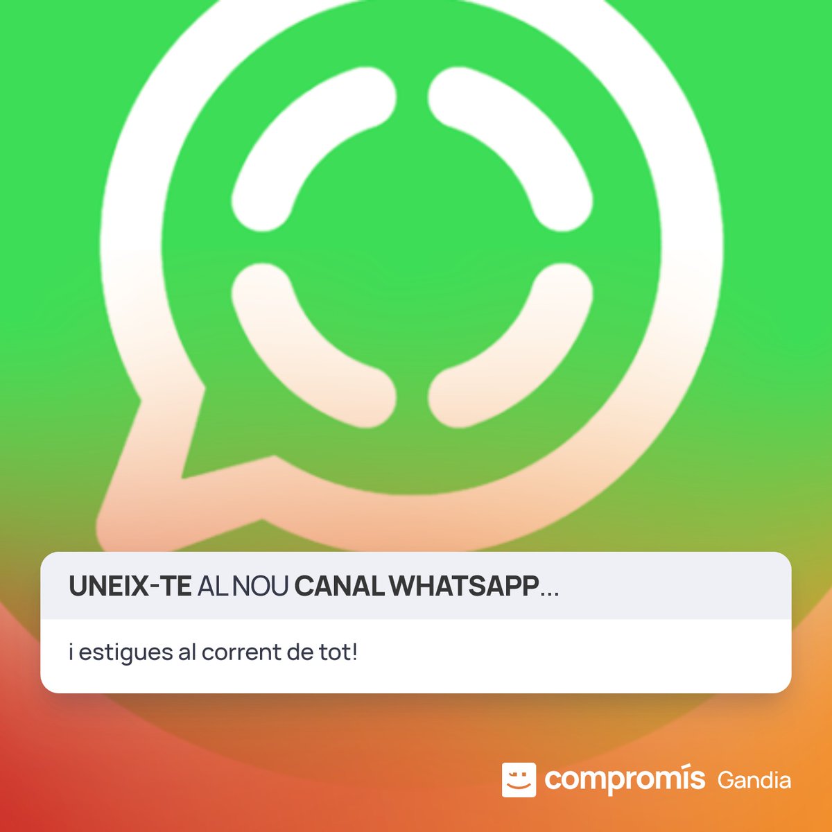 CompromisGandia's tweet photo. Hola. Hem creat en wp un canal de notícies Compromís +´ Gandia amb informació d'interés de la ciutat, de l'acció política i gestió del nostre grup municipal a l'Ajuntament de Gandia. 

Ens acompanyes? 
👇🏻
https://t.co/mKmUWrK10P https://t.co/MmgRHfVaJt