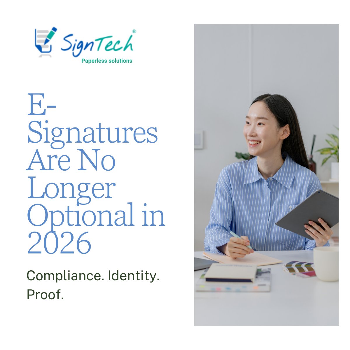 SignTechForms's tweet photo. E-signatures aren’t about speed anymore.
In 2026, they’re becoming risk-control infrastructure.
Regulators now expect verifiable identity, audit trails, and legally defensible consent, not PDFs and email approvals.

Secure e-signature platforms are no longer optional. https://t.co/T8hpQ8MPuk