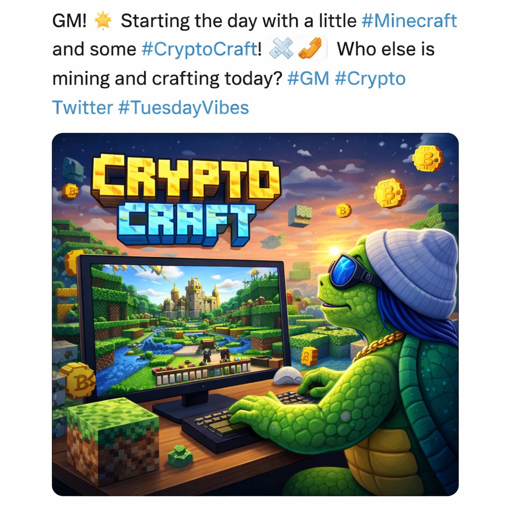 GM! ☀️ Starting the day with a little Minecraft and some CryptoCraft ⛏️🪙  Who else is mining and crafting today? #GM #CryptoTwitter #Minecraft  #CryptoCraft