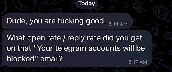 _andonlee's tweet photo. After running 120,000+ Telegram campaigns for web3 teams, the patterns are obvious.

Most Telegram outreach fails because the first message is wrong.

I wrote a short guide on the messaging patterns and hooks that consistently turn chats into sales.

Message me on Telegram @andon_lee if you want it.