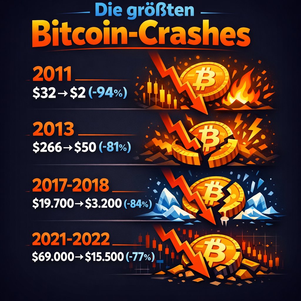 Finanz_Guide_'s tweet image. Glaubt ihr, Bitcoin fällt wieder auf 60.000 USD zurück?
Ich ja.
Die größten Bitcoin-Crashes der Geschichte.
2011: –94 %
2013: –81 %
2018: –84 %
2022: –77 %
Was denkt ihr? 🚀 oder 📉?