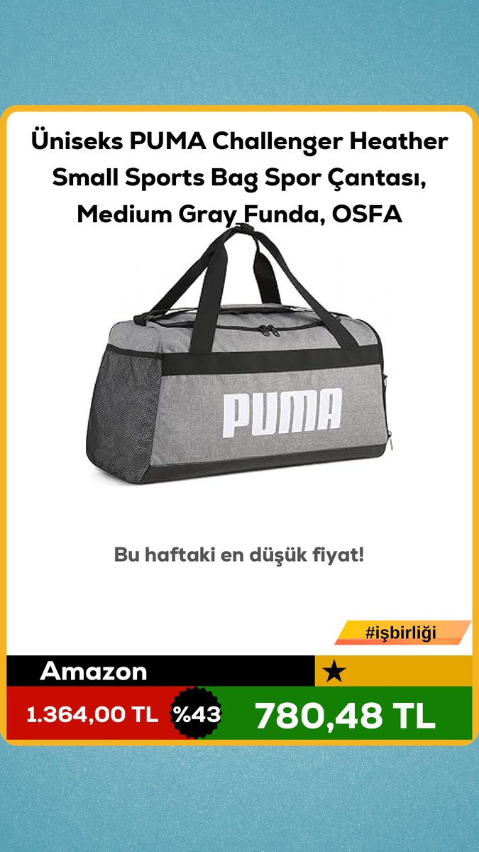 devindirim's tweet image. Üniseks PUMA Challenger Heather Small Sports Bag Spor Çantası, Medium Gray Funda, OSFA

❌1.364,00 TL
✅780,48 TL

💲 % 43 indirim!
Bu haftaki en düşük fiyat!
🛍 amazon
↪ evekonomisi.net/git/18652?utm_…

 isbirligi #kadin #erkek