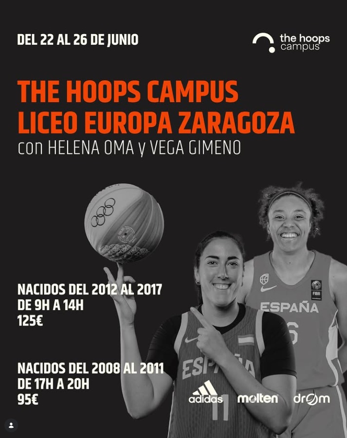 Campus Liceo Europa - Zaragoza 🏀 Del 22 al 26 de junio

¡Cinco días para vivir el baloncesto 3x3 de una forma dinámica, divertida y formativa! 

👉🏼 Más información e inscripciones en thehoopscampus.com