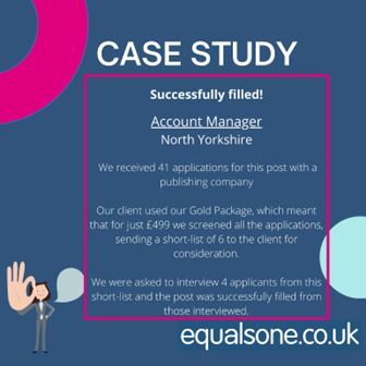 A publishing company used Equals One opting for our Gold Package.
The result? A smooth, fully managed recruitment process with no surprises on cost.
If you’re planning your next hire and want a straightforward, fixed-fee solution, we would be happy to help.