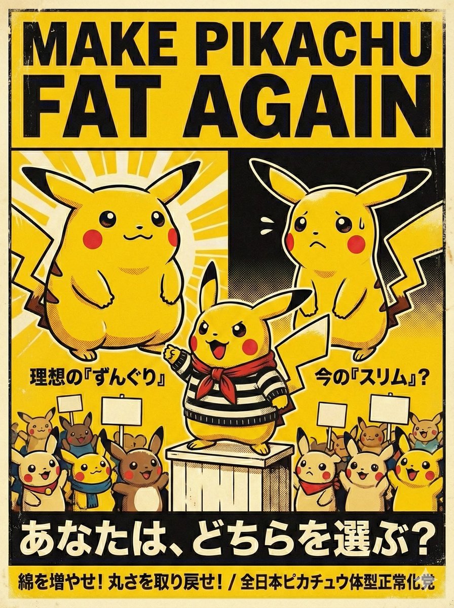 ぴゃー「30周年1/1再販ということで、Make Pikachu FAt Again活動ぴゃ」
#MakePikachuFatAgain