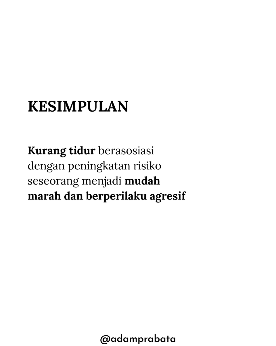 AdamPrabata's tweet image. Gua mulai rutin tidur malam minimal 7 jam bukan karena pengen produktif, tapi supaya gak marah-marah

Setelah baca satu systematic review dan meta-analysis di Sleep Medicine Reviews yang menganalisis 60 penelitian, gua baru paham bahwa kurang tidur punya hubungan kuat dengan…