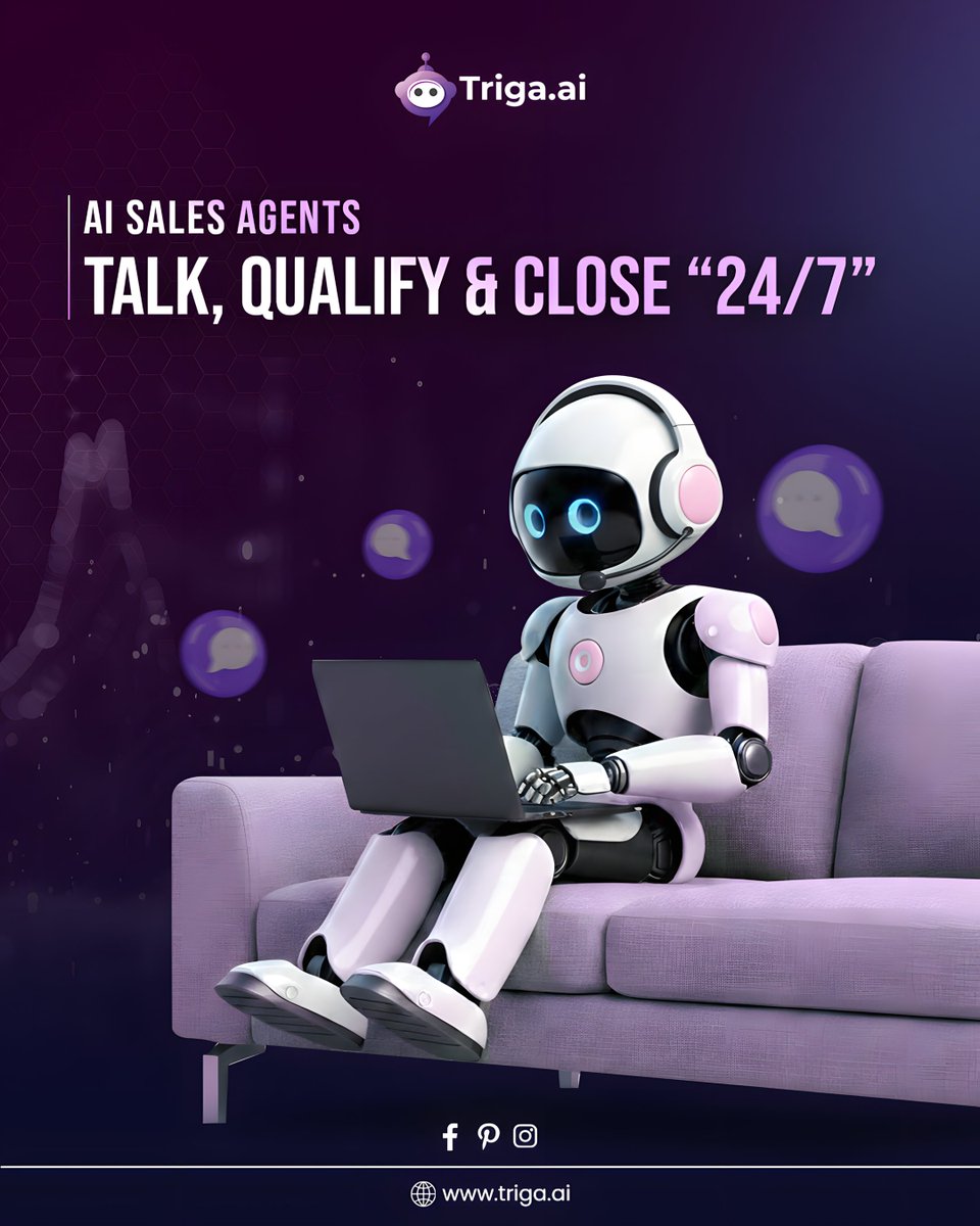 TrigaAi's tweet photo. AI sales agents that never log off 🤖

They talk to leads, qualify intent, and move deals forward — 24/7.
No missed enquiries. No slow follow-ups. Just smarter sales conversations at scale.
This is modern sales. 🚀

@TRIGA #SaaS #ArtificialInteligence https://t.co/SpF3hIVv0k