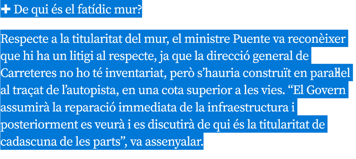 joanqueralt0000's tweet photo. #Gelida De qui és el fatídic mur? by @cmarquezdaniel https://t.co/pfmP2SrOXc Si no fos tràgic, ni Berlanga ho superaria: el mur de contenció entre l'AP-7 i les vies d'Adif encara no se sap de qui és ni, per tant, qui n'és el responsable del manteniment