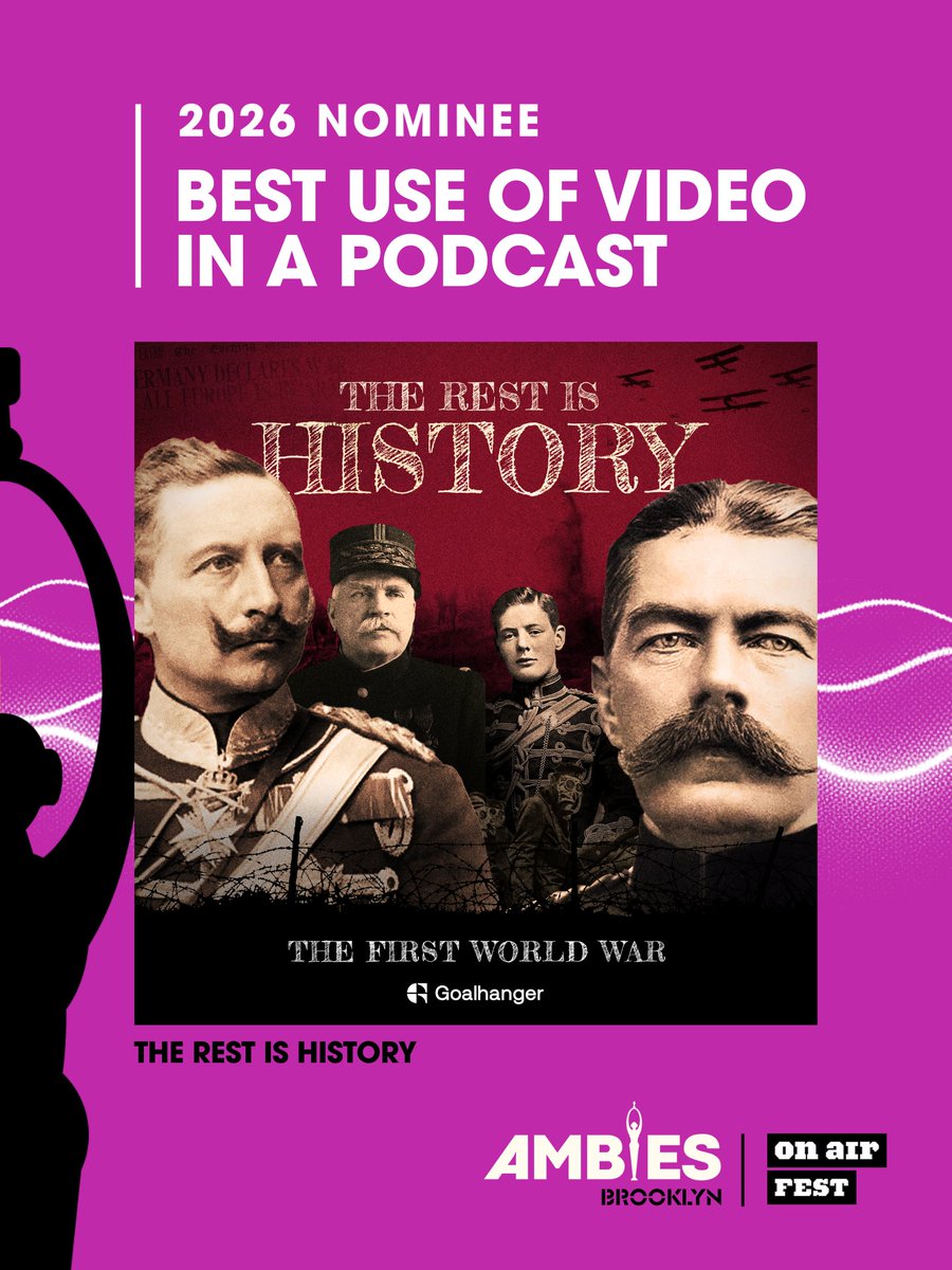 GoalhangerHQ's tweet photo. Delighted that @TheRestHistory: WW1 has been nominated for Best Use Of Video In A Podcast at #TheAmbies2026 (@PodcastAcademy).

Huge credit to the team behind this fully visualised series, with bespoke animation by Michael Sherdyts.

@dcsandbrook / @holland_tom https://t.co/HaXCgrEdLA