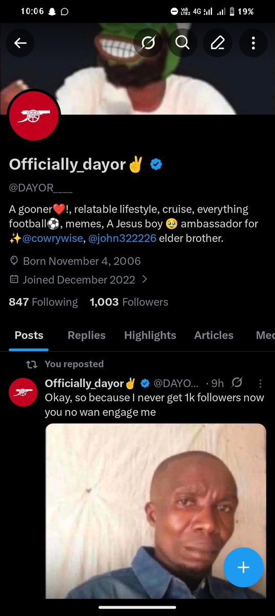 DAYOR____'s tweet image. W's in the chat jor! 1k followers 
DM for Ads and promotions jor😹😹
Thank you my handsome mutuals