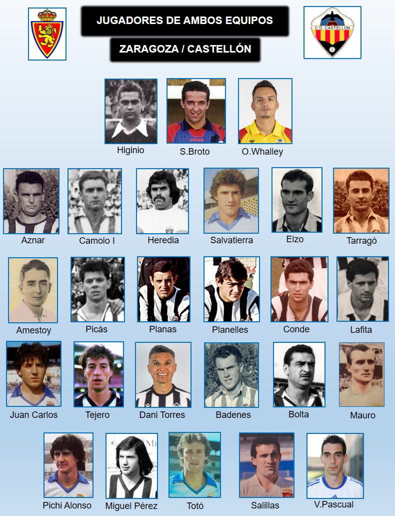 Ante el próximo encuentro <a href="/RealZaragoza/">Real Zaragoza</a> <a href="/CDCastellon/">CD Castellón</a> recordamos los futbolistas que jugaron en ambos equipos. Grandes figuras como Aznar, Pepe Heredia, Planelles, Manolo Badenes, Pichi Alonso o Paco Salillas.