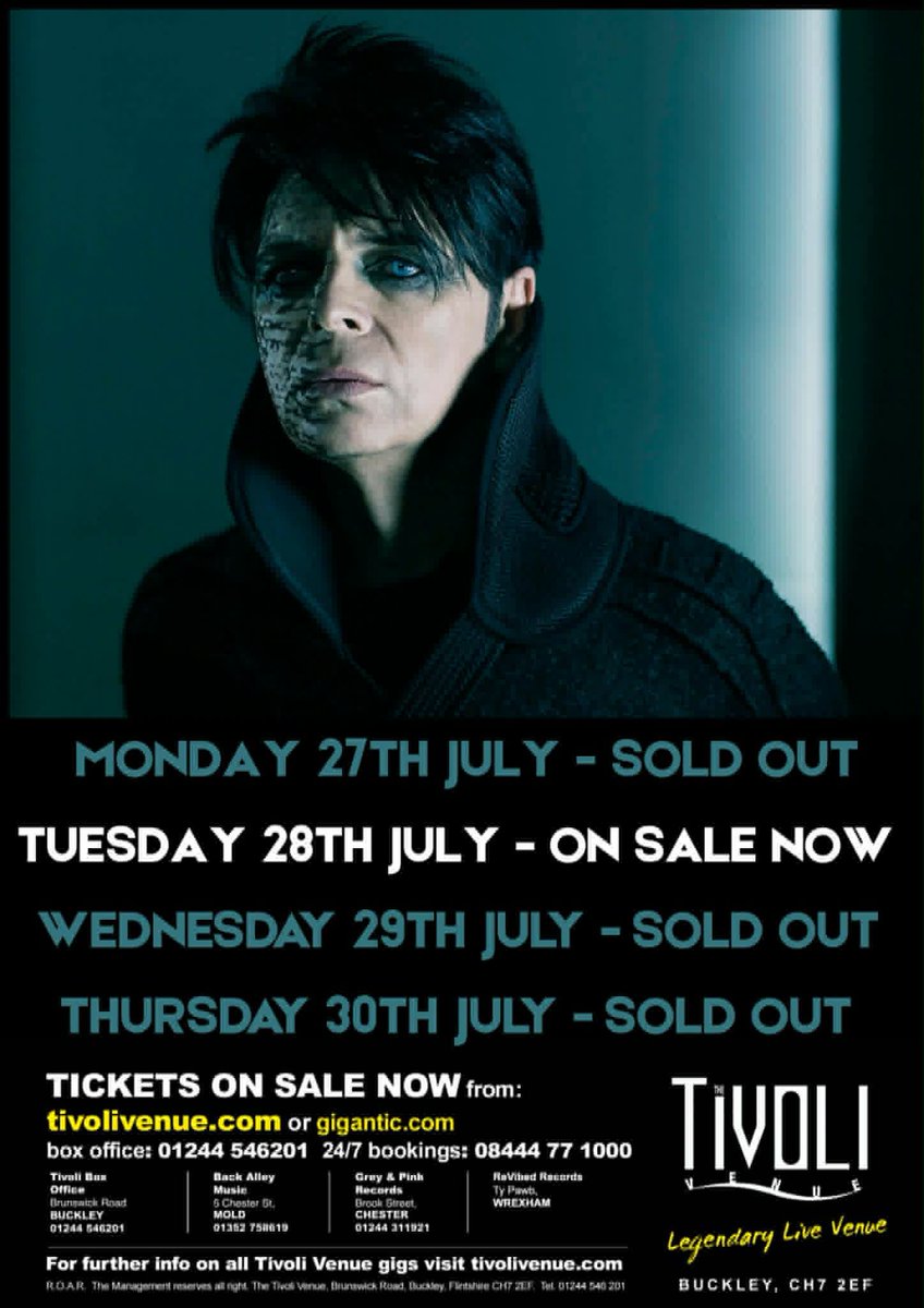 *** NEW SHOW ***

After selling out, not just 

🔥ONE
🔥TWO
🔥THREE shows

The Tivoli have added a FOURTH date for <a href="/numanofficial/">Gary Numan</a>.

Tuesday 28th July 2026.

Tixs avail from the link below 
gigantic.com/gary-numan-tic…