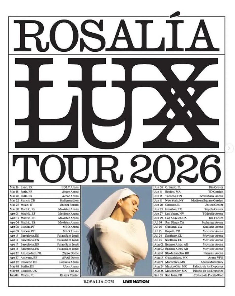 trackket's tweet image. 1 place, cat2, concert LUX Tour de Rosalia à Lyon, LDLC Arena, 16 mars 2026. MP