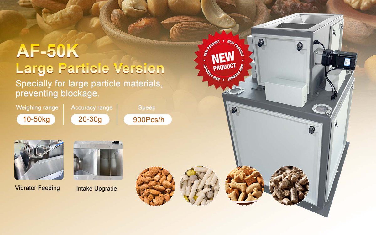 New launch🚀AF-50K Large Particle Bagging Scale
✔️ For wood pellets, feed pellets, nuts &amp; more
✔️ Special vibrating feeder &amp; intake upgrade
✔️ 10–50 kg | up to 900 pcs/h | ±20–30 g
Built for stable feeding. Made for efficient bagging.
#GeneralMeasure #AF50K #BaggingScale