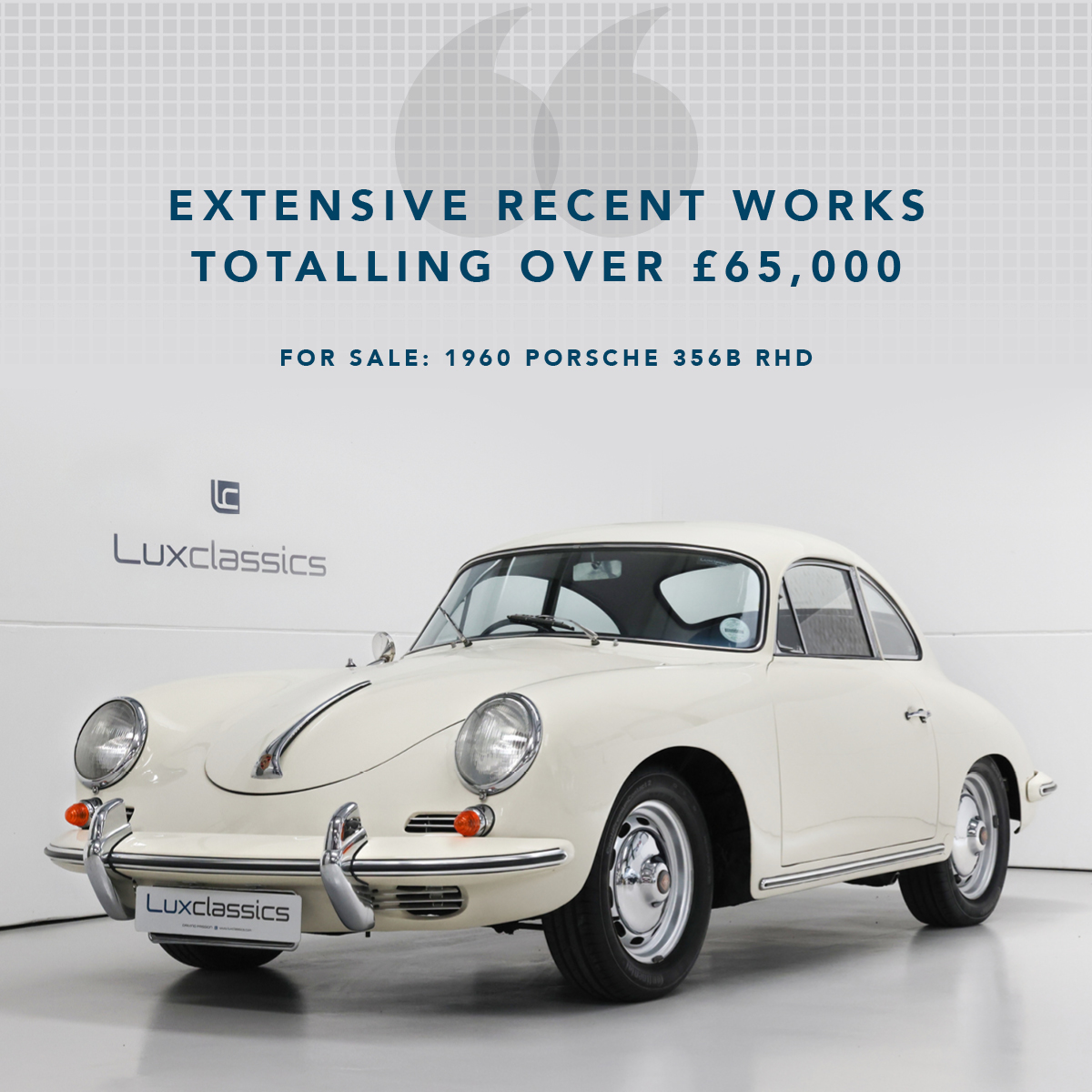 Right hand drive 1960 Porsche 356B with full matching numbers and CoA. Extensive recent works include full engine rebuild to fast road spec big bore kit and Weber carburettor upgrades.

See it on our website here:
luxclassics.com/vehicle-detail…

#classicporsche #porsche356 #356b