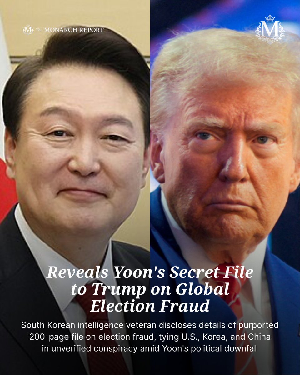 🚨EXCLUSIVE: Reveals Yoon's Secret File to Trump on Global Election Fraud

A 200-page classified dossier allegedly handed by impeached South Korean President Yoon Suk Yeol to Donald Trump details international election manipulation via Huawei servers, linking Venezuela's