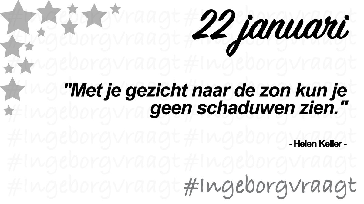 Goedemorgen. 😘🍀

Donderdag 22 januari: #Dag22Positief 

“Met je gezicht naar de zon kun je geen schaduwen zien.”

#Goedemorgen #365Positief #IngeborgVraagt