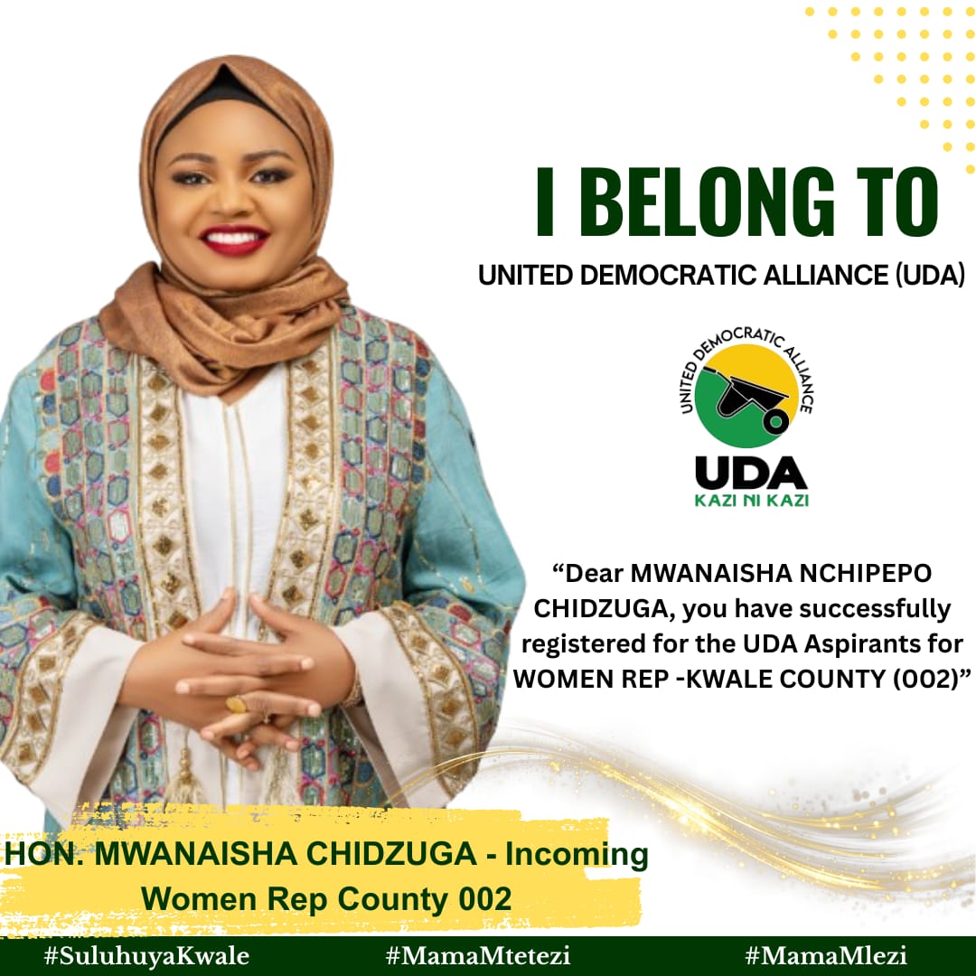 Mucombamacharia's tweet image. County 002, Here We Go!!
#SuluhuYaKwale - Hon. @M_Chidzuga Incoming Women Rep Kwale County