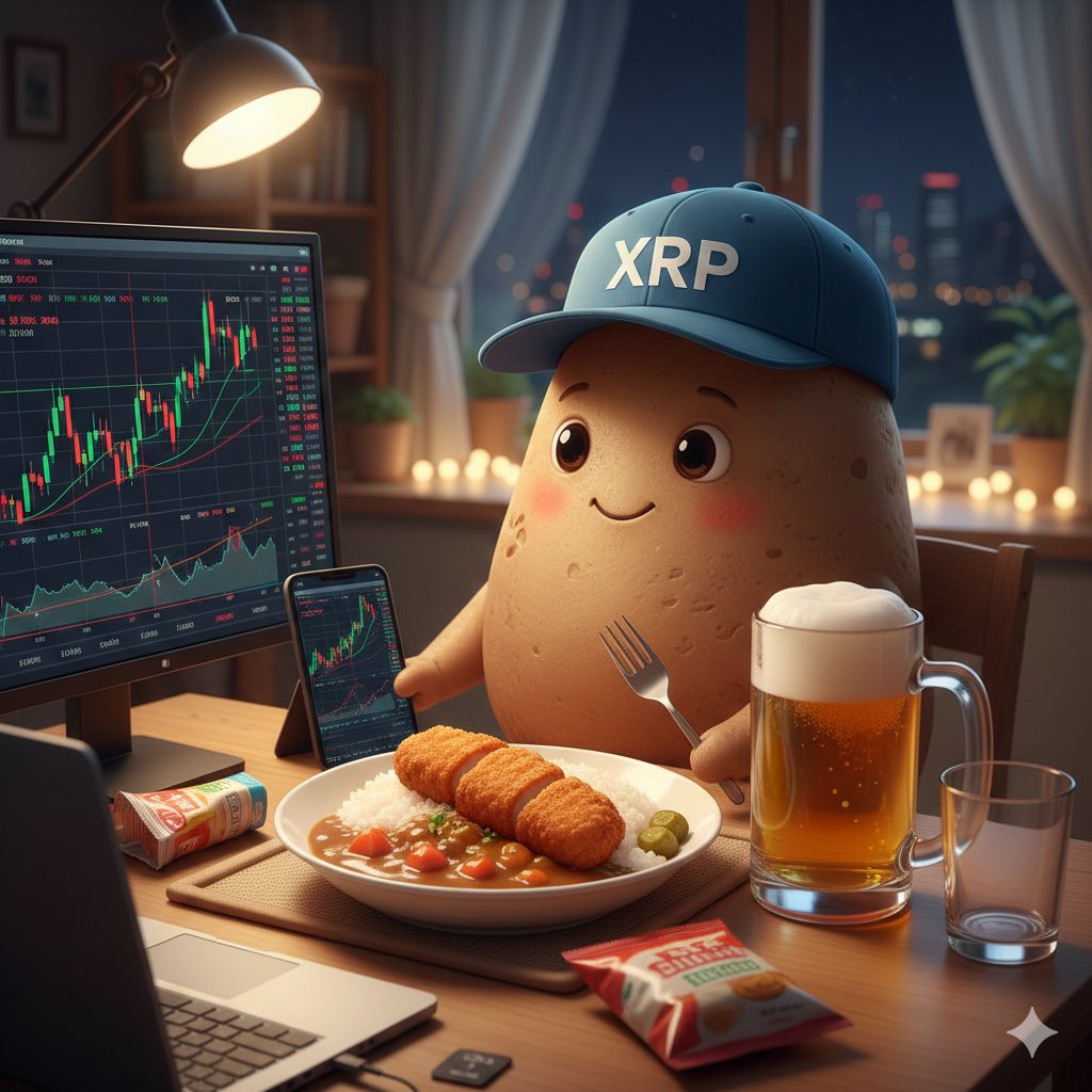 木曜日お疲れ様でした！ 今夜はカレーでも食べますか～😋 カンパ～イ🍻✨️ 楽しい交流と素敵な御縁を 宜しくお願いします🙇‍♂️ 2026仮想通貨Go！Go！  #リップル #XRP 🚀ビットコイン🚀 イーサリアムーーーン🚀🌕