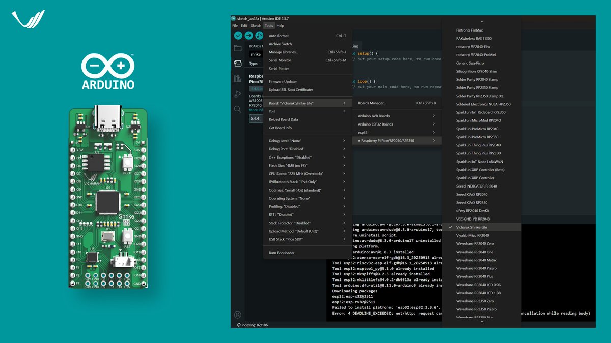 For weeks, our DMs, emails, and comments said the same thing 

“Can we use Shrike Lite directly with Arduino IDE?”

“Please make it simpler.”

“Arduino support would be a game-changer.”

So we listened.

Today, Shrike Lite is officially available inside the <a href="/arduino/">Arduino</a> IDE 
No