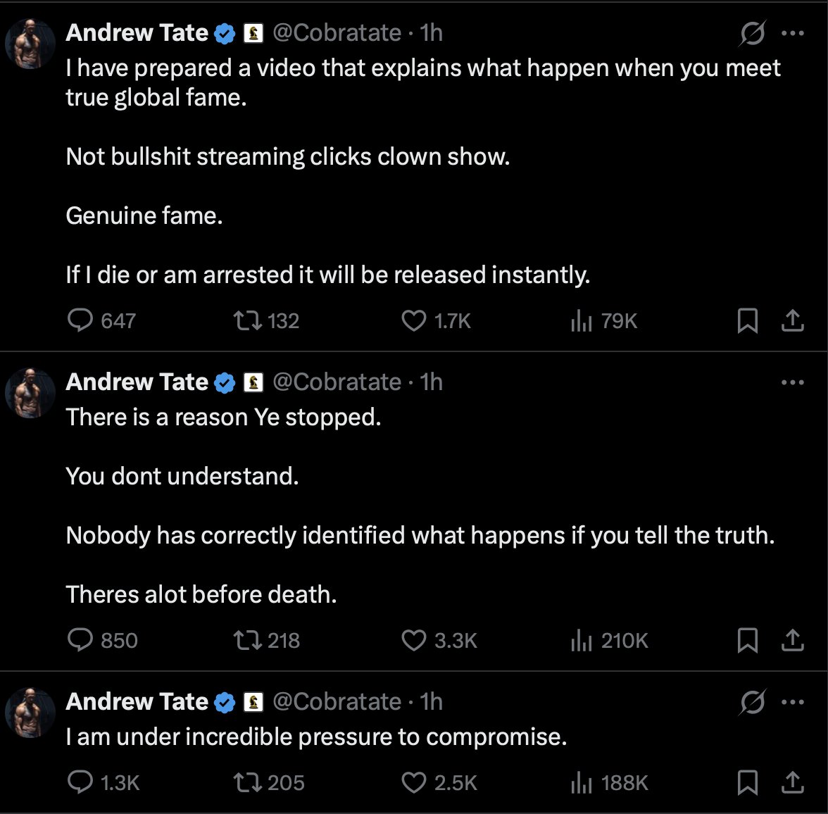 trwapp_'s tweet image. 🚨 JUST IN: Andrew Tate reveals he’s currently under immense pressure and has prepared an exposing video in case he gets killed or arrested. 🤯