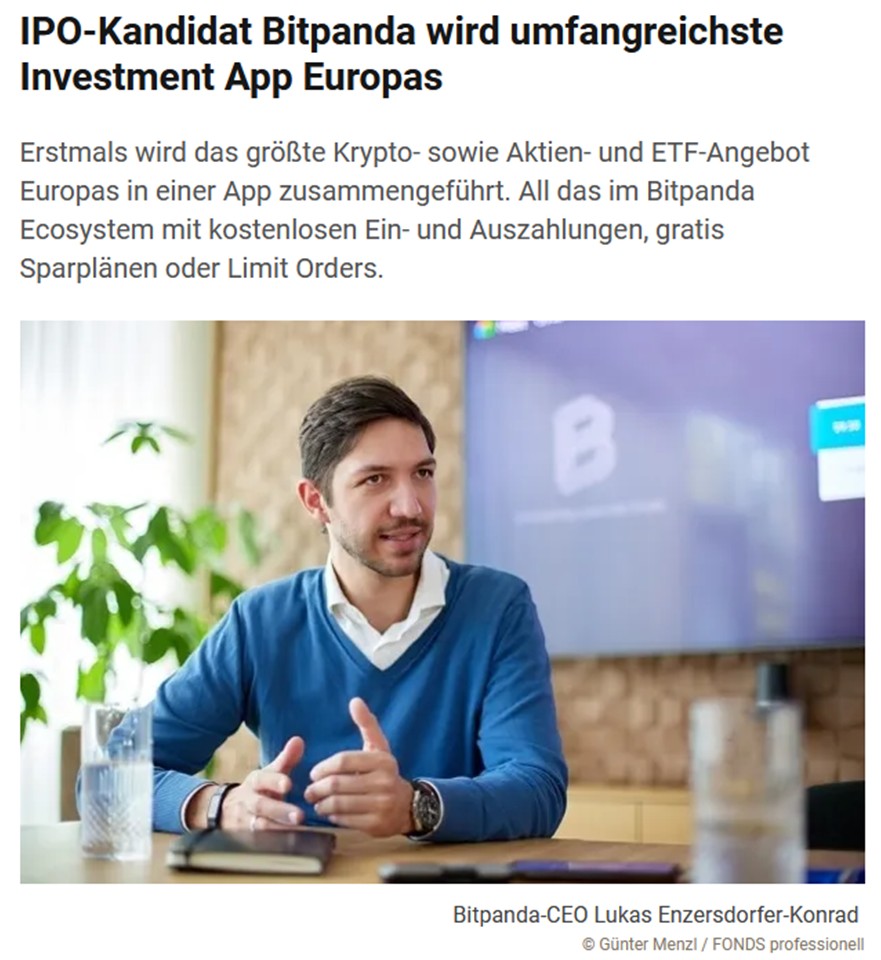 Der zwielichtige Kryptobroker Bitpanda will jetzt also die „umfangreichste Investment-App Europas“ sein? Ernsthaft? Das ist nicht visionär, das ist Marketing-Nonsens auf höchstem Niveau. Als hätten eToro, BISON, Trade Republic, Revolut, Swissquote oder Scalable Capital &amp; Co. die