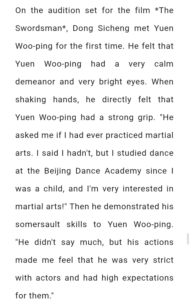 This reminds me of rookie Winwin doing a somersault on stage. From performing somersaults onstage to doing them in front of Yuen Wooping. He's come so far. Im reading this article with tears in my eyes. So proud of him 🥹