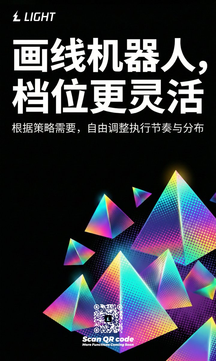 Lightning画线机器人全新升级，档位灵活度拉满！
现在可以根据你的策略需求，自由调整执行节奏与分布，精准适配每一种场景。
🔗llkkz.net