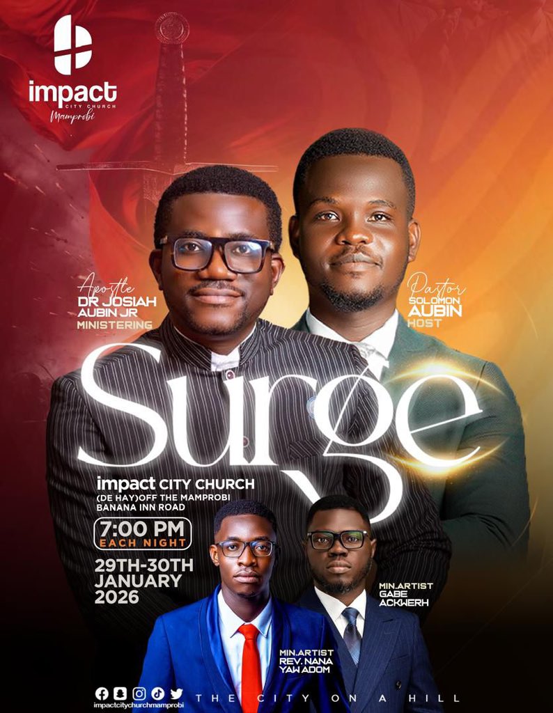 impact_Mamprobi's tweet photo. Have you invited someone yet? What are you waiting for ?

Surge conference with our father Aps Dr @josiahaubin is happening in a week🔥🔥🔥
.
.
.
There's definitely going to be a SHIFT!! https://t.co/vDeWzipW9A